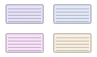 Wall Mural - Templates for note writing sheets – Minimalist backgrounds with lines for writing – Collection of simple rectangular notes in various colors for stickers and prints