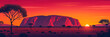 Uluru at Sunset: A Stylized Panorama Capturing the Spiritual Essence of Australia's Red Centre