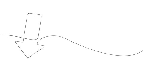A single line drawing of a arrow. Continuous line arrow icon. One line icon. Vector illustration