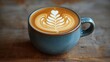 A latte's velvety foam dances atop rich, steaming milk in a porcelain cup
