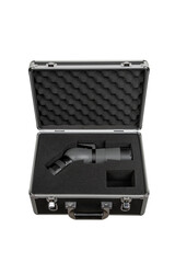 Wall Mural - Modern spyglass. Long-range observation device. Monocular isolate on a white back