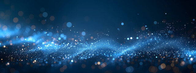 Wall Mural - a dark blue abstract background featuring a glow particle effect. the image includes abstract blue l