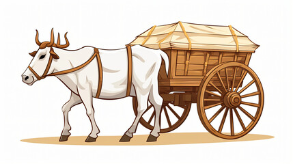  Bullock Cart Cartoon Vector Illustration