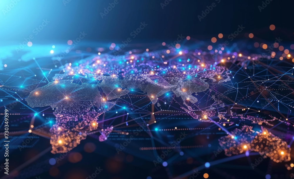 Digital map of Asia, concept of global network and connectivity, data ...
