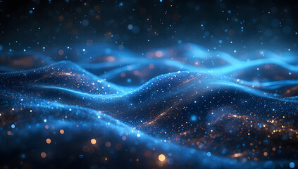 Wall Mural - a dark blue abstract background featuring a glow particle effect. the image includes abstract blue l