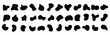 Blob shape organic set. Random black cube drops simple shapes. Pebble, inkblot, drops and stone silhouettes. Collection of paint liquid black blotch spot irregular form eps 10