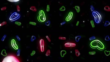 Wall Mural - heart neon love space glowing fluorescent lights stage cg background