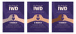 IWD Inspire Inclusion campaign, International Women's Day 2024 Poster collection features variety of hands showing the heart gesture. Vector hand drawn illustration in flat style