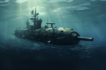 Durable Military submarine. Ocean defense naval. Generate Ai