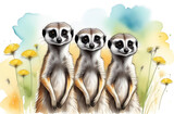Fototapeta  - portrait of a cute meerkat family