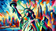 New York And the Statut of liberty - acrylic painting