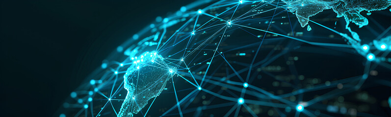 Wall Mural - abstract digital map of south america, south american global network concept and connectivity, data 