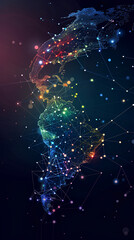 Wall Mural - abstract digital map of south america, south american global network concept and connectivity, data 