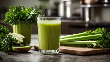 Canvas Print - Fresh celery juice in a glass