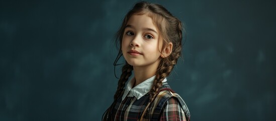 Wall Mural - Isolated studio photo of a full-grown schoolgirl.