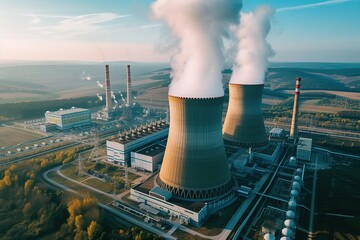 Wall Mural - Aerial view of the nuclear power plant.