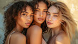 stunning women radiating natural beauty and flaunting smooth, glowing skin. This portrait captures numerous appealing female fashion models showcasing impeccable skincare, representing diverse races