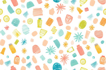 Wall Mural - Pastel Summer Seamless Pattern Background