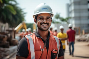 Poster - Smiling portrait of a young male construction worker