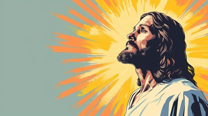 Sticker - Illustration of Jesus Christ with copy space.