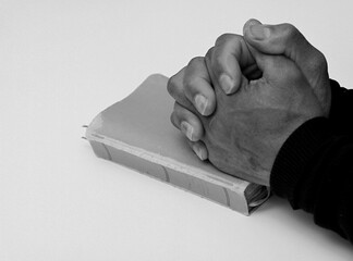 Wall Mural - praying to God with hands together with people stock image stock photo	