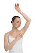 © New Africa - Beautiful woman showing armpit with smooth clean skin on white background