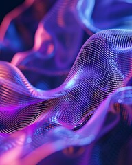 Leinwandbilder - Abstract wave background with many glowing particles. Musical wave. Digital network background. 3D rendering.