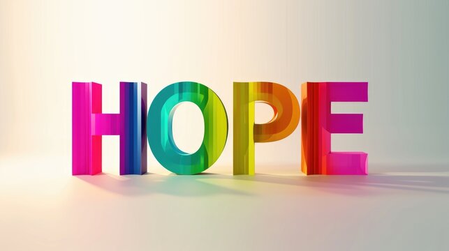 The word hope is painted in rainbow colors
