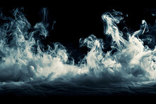 Real Smoke Exploding And Swirling Outwards. Dramatic Smoke Or Fog Effect For Spooky Halloween Or Other Dramatic Background.