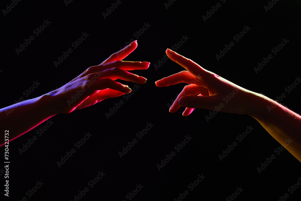 Silhouette of female hands on dark background, closeup Stock Photo ...