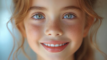 Happy Girl: Smiling Face With Bright Eyes, Rosy Cheeks, And A Cute Nose.
