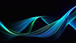 Tapeta, niebieski wzór w kształcie fal, efekt światła, czarne tło