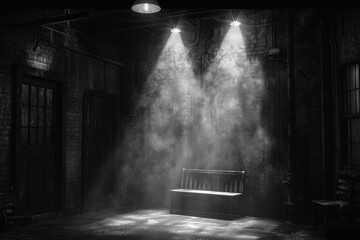 Aufkleber - A classic film noir screening, with its characteristic shadows and suspenseful plots. Concept of cinematic history and retro storytelling. Generative Ai.