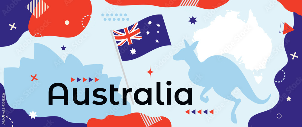 Australia national day design with Australian flag and map with ...