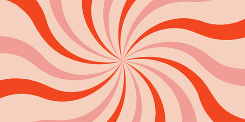 Wall Mural - Acid wave rainbow line background in the 1970s 1960s hippie style. Carnival retro vintage wallpaper. Red and pink pattern 70s 60s groovy psychedelic poster background. Vector design illustration