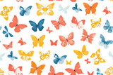 Fototapeta Motyle - Pastel Butterflies in Morning Light Illustration