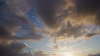 Wall Mural - real time background overlay footage video sunset sky clouds for sky replacement. 4k prores 10 bit, 