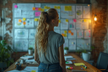 Poster - a collaboration hub adorned with sticky notes and creative ideas on a whiteboard illustrates the dyn