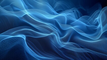 Poster - abstract blue background with a wavy shape in the style of grid-like structures Generative AI