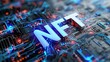 © neirfy - NFT nonfungible tokens concept, NFT word on abstract technological surface