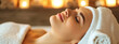 Skin care. Woman with beauty face and healthy facial skin in spa