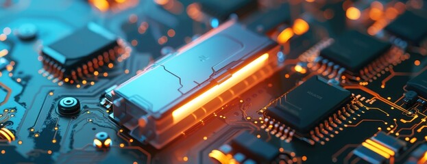 Aufkleber - Close Up View of a Computer Motherboard battery high power electric