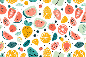 Wall Mural - Colorful Summer Fruit Pattern
