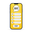 © StudioGraphic - Quiz online game interface on the smartphone screen. UI smartphone application design. Answer the question mark. Examination test and answers for a TV show. Chat quiz think. Vector illustration