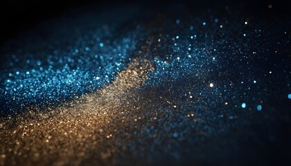 Wall Mural - Background of abstract glitter lights. Gold, blue and black. De focused