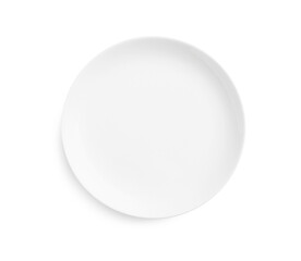 Sticker - One ceramic plate isolated on white, top view