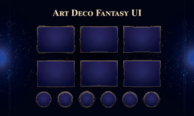 Wall Mural - set of art deco modern user interface elements. fantasy magic hud. good for game ui. vector illustra