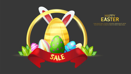 Wall Mural - Happy easter day sale, price tag sale