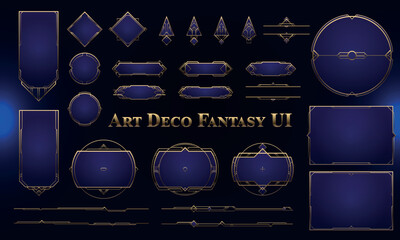 Wall Mural - Set of Art Deco Modern User Interface Elements. Fantasy magic HUD with rewards. Template for rpg game interface. Vector Illustration EPS10