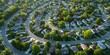 Overhead aerial photo of a residential neighborhood development 